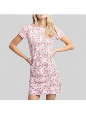 Southern Tide-Women's Chanelle Performance Geo Dress-Dusty Coral-size M-NWT